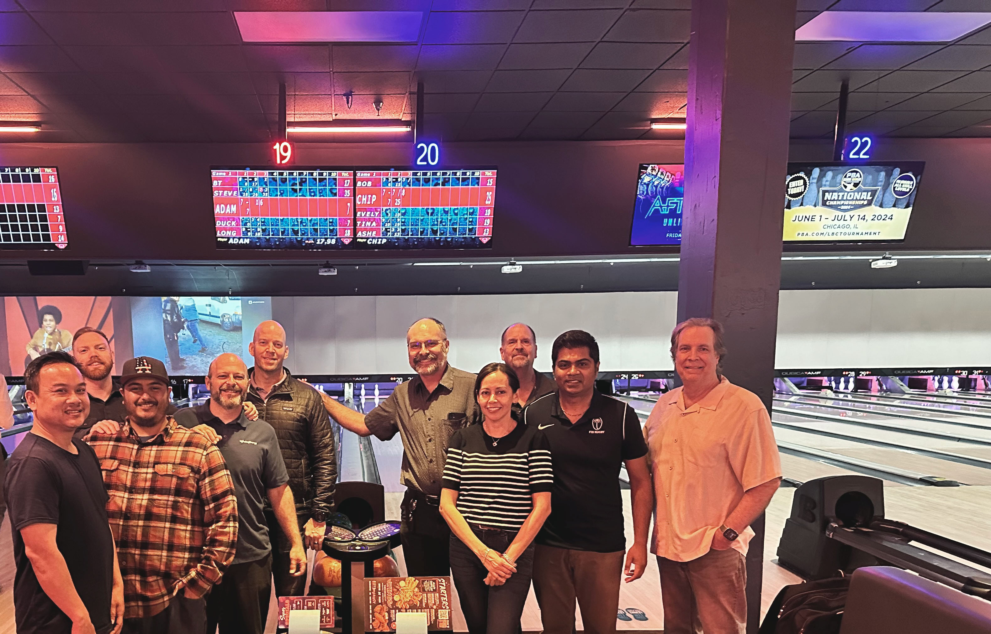 Company annual team building bowling event 